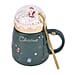 Christmas Ceramic Coffee Mug with Metal Spoon (470ml) - Pink