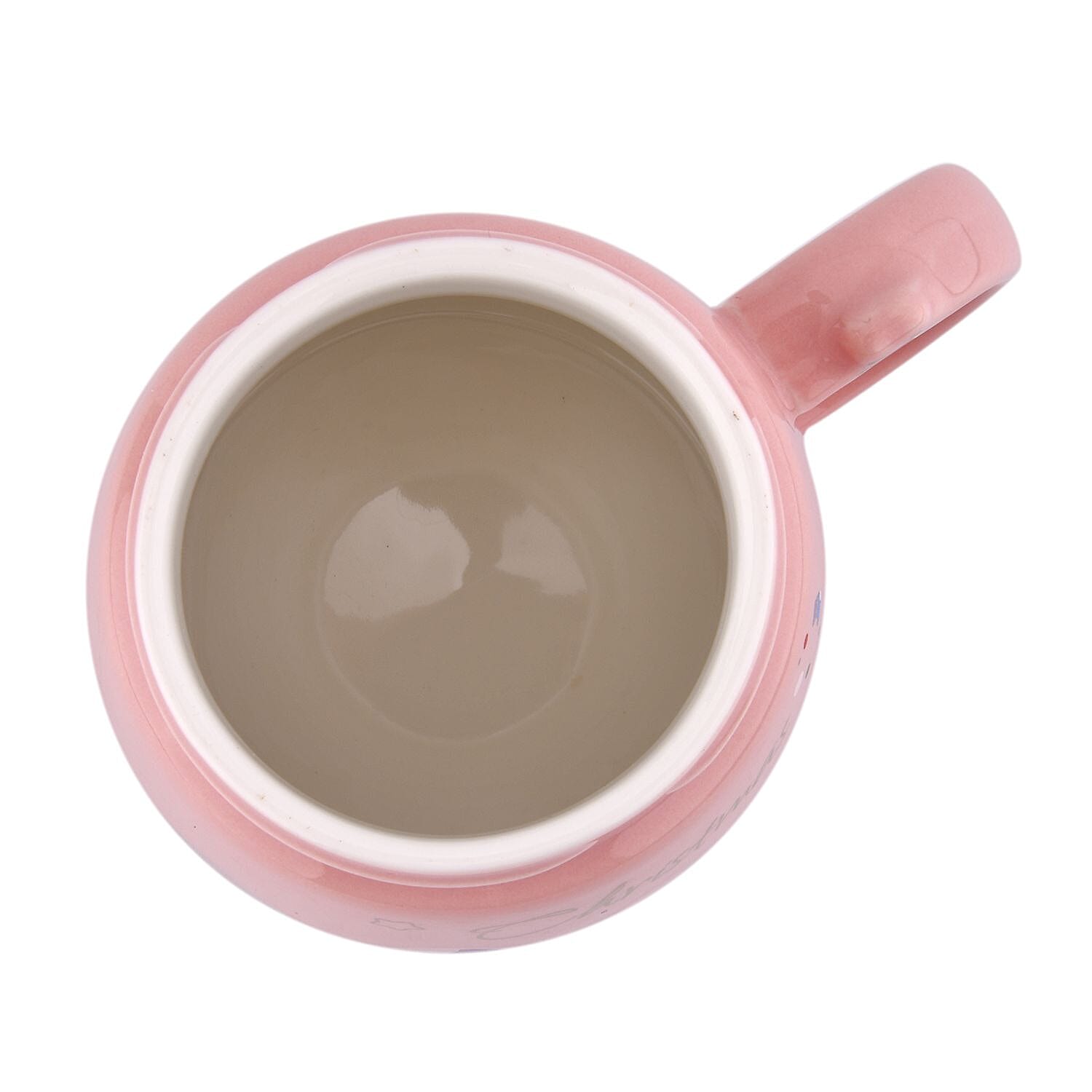 Christmas Ceramic Coffee Mug with Metal Spoon (470ml) - Pink