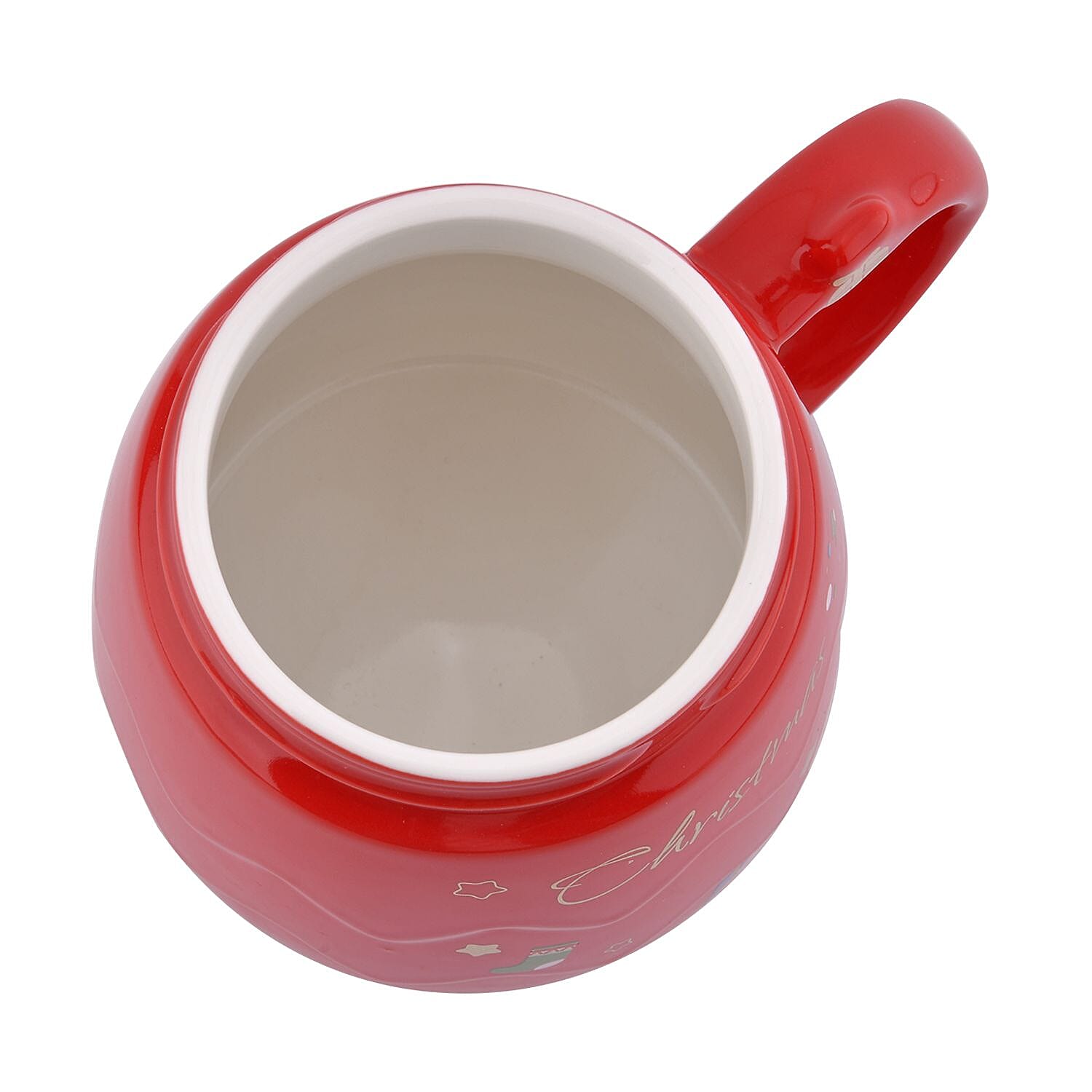 Christmas Ceramic Coffee Mug with Metal Spoon (470ml) - Red