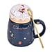 Christmas Ceramic Coffee Mug with Metal Spoon (470ml) - Pink