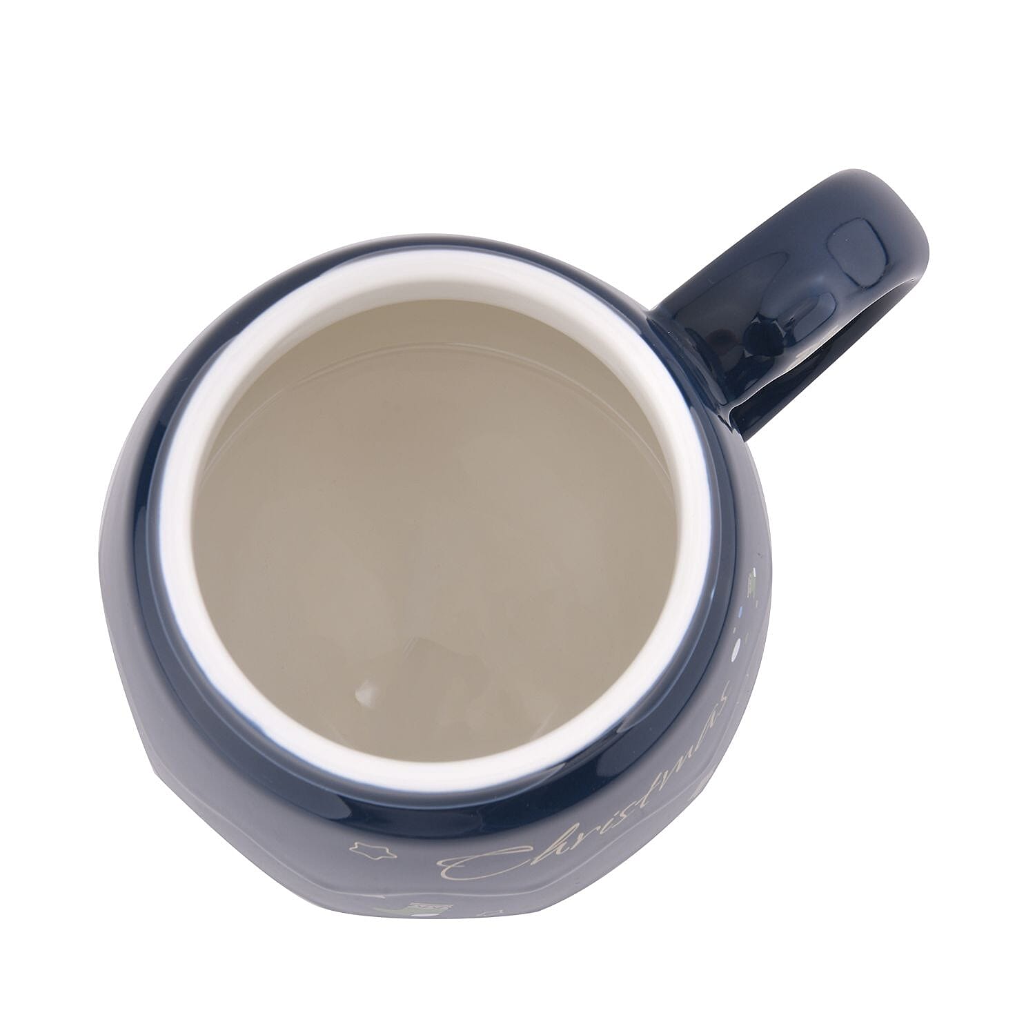 Christmas Ceramic Coffee Mug with Metal Spoon (470ml) - Blue