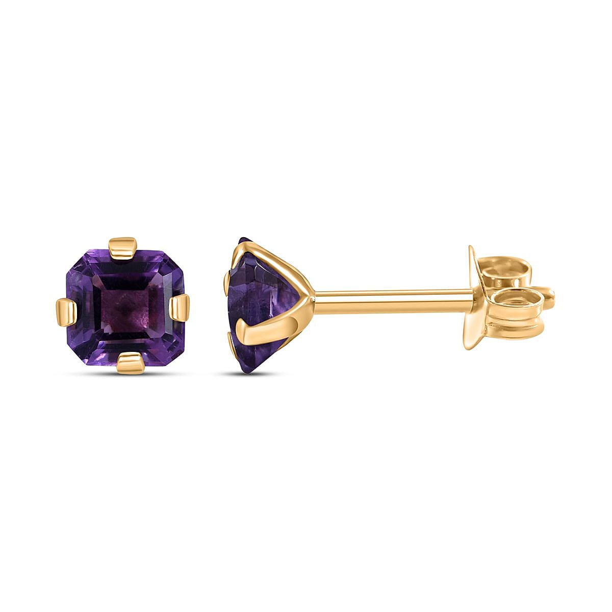 9K Yellow Gold Lusaka Amethyst Solitaire Earrings 1.40 Ct.