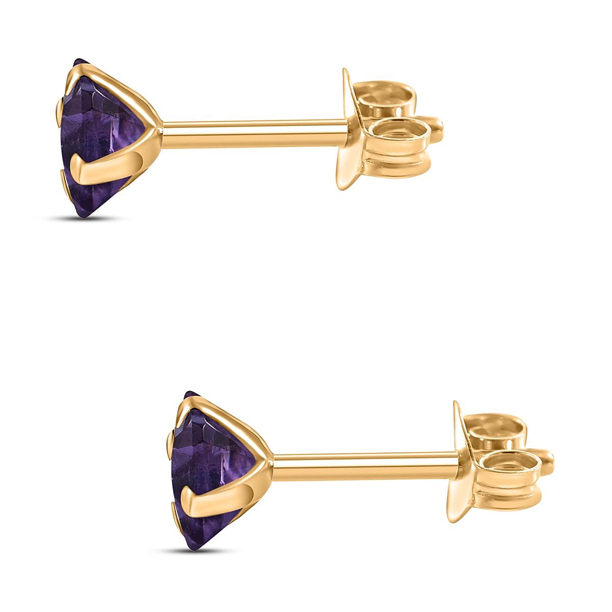 9K Yellow Gold Lusaka Amethyst Solitaire Earrings 1.40 Ct.
