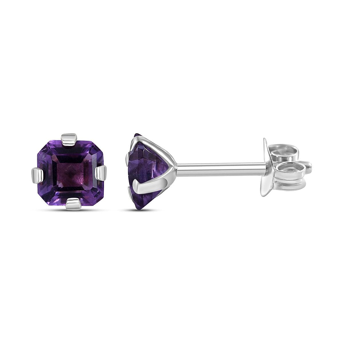 9K White Gold Lusaka Amethyst Solitaire Earrings 1.40 Ct.