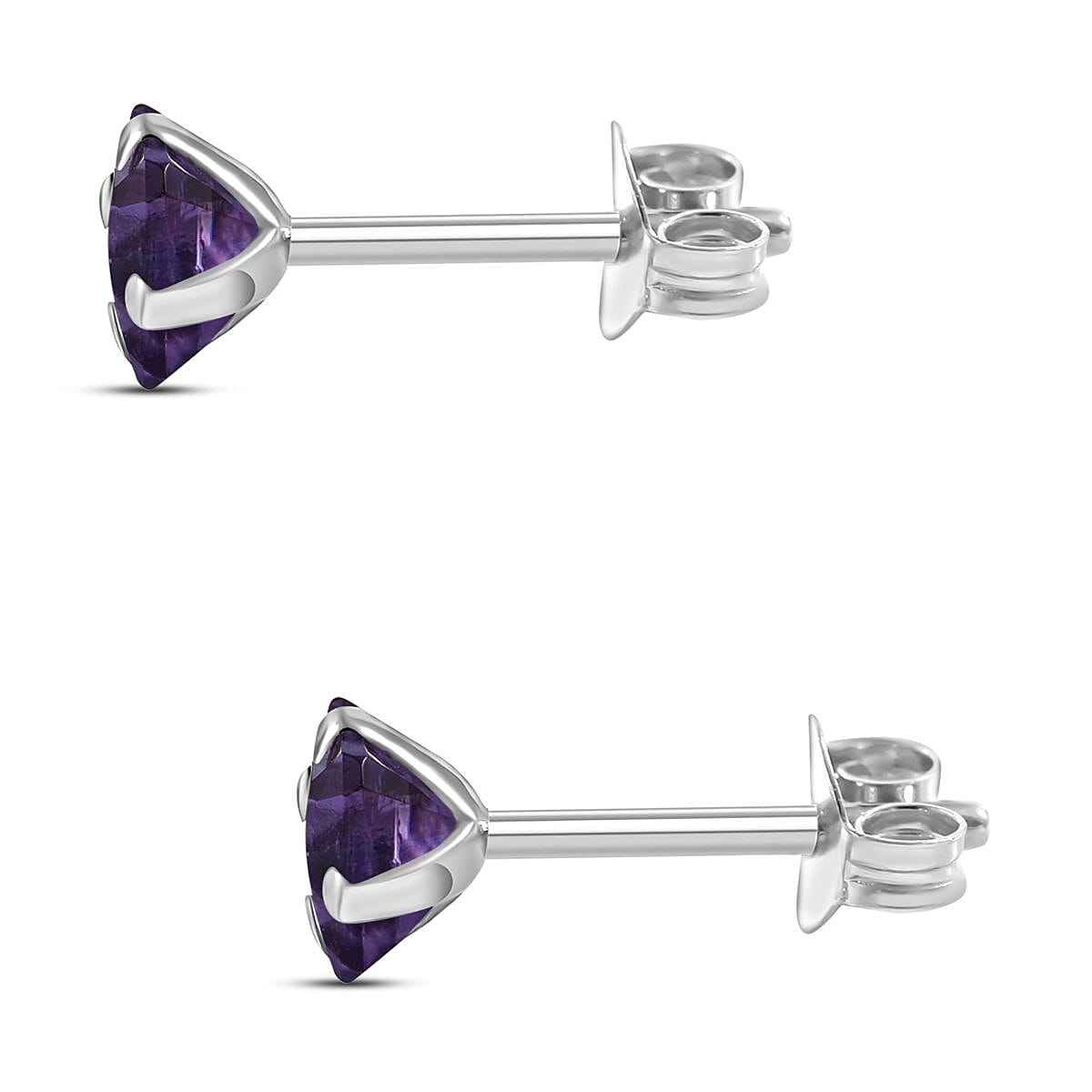9K White Gold Lusaka Amethyst Solitaire Earrings 1.40 Ct.