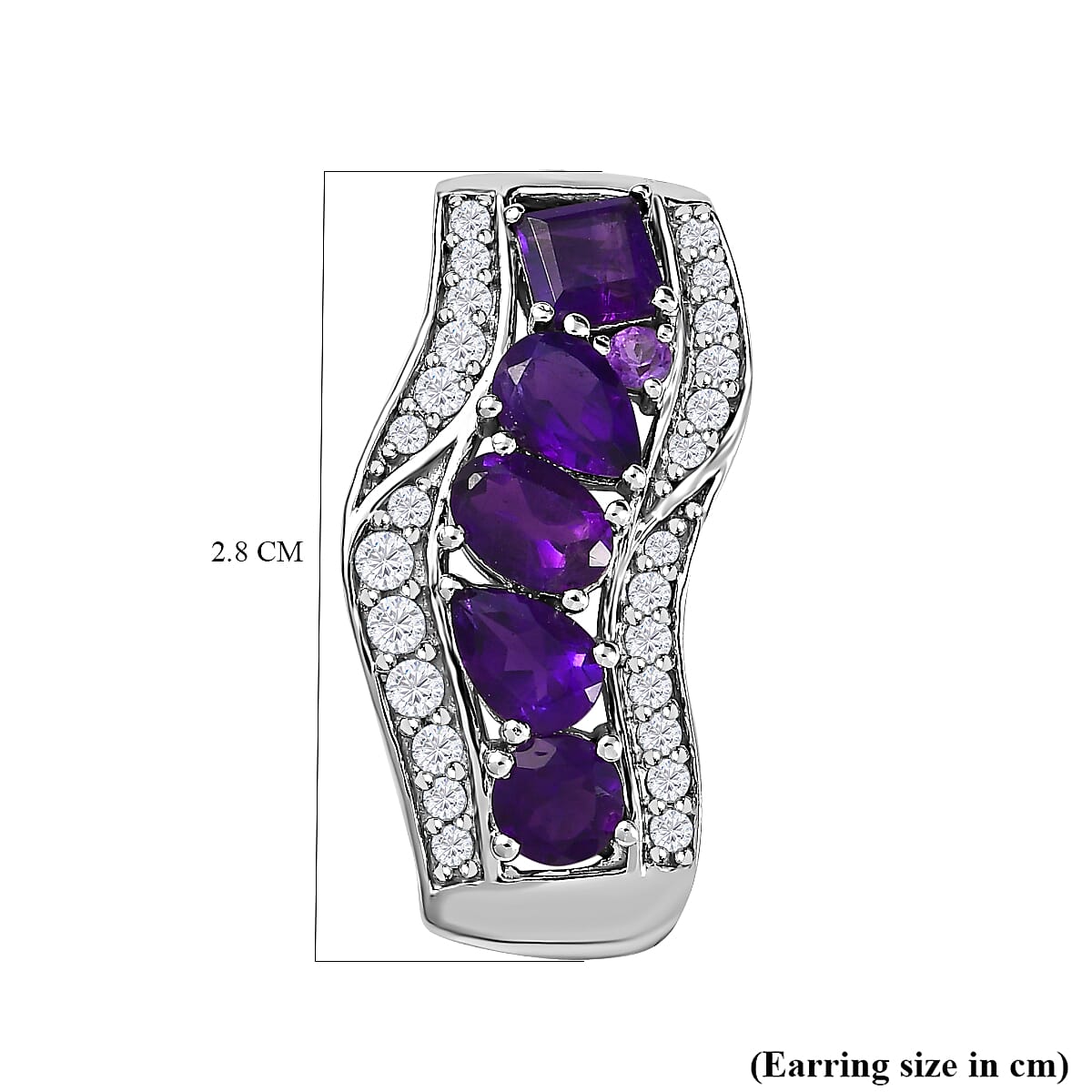 GP Art Deco Collection - Amethyst & Natural Zircon Earrings in Platinum Overlay Sterling Silver 5.32 Ct.