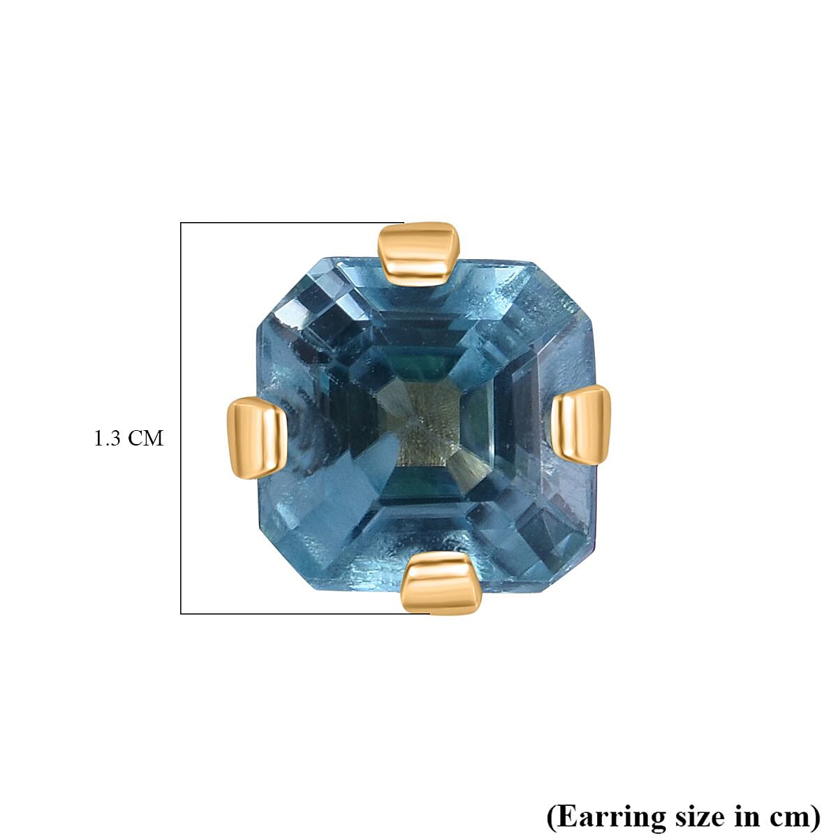 9K White Gold Blue Zircon Solitaire Earrings 1.40 Ct.