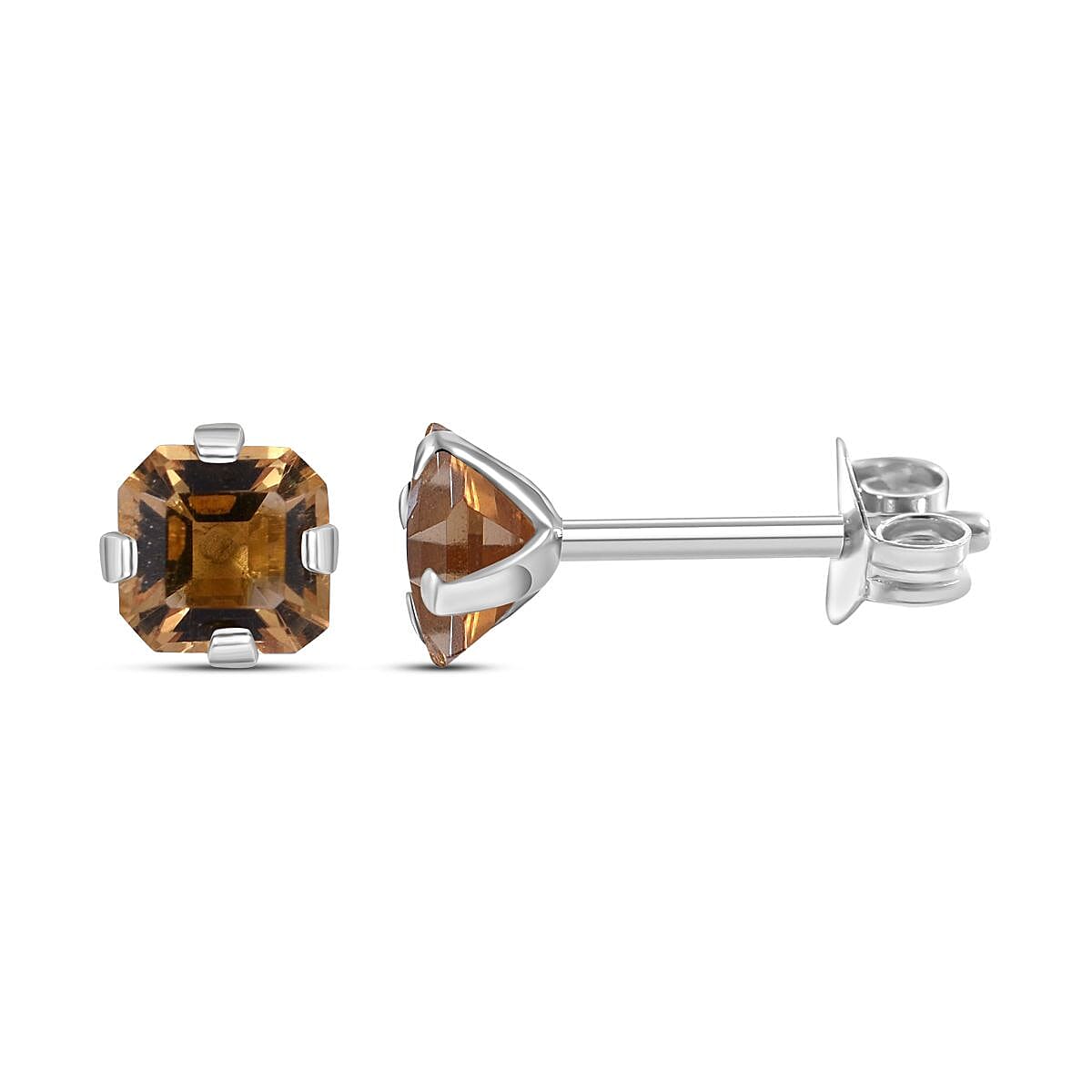 9K White Gold Citrine Solitaire Earrings 1.40 Ct.