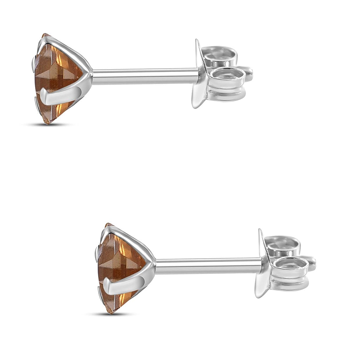 9K White Gold Citrine Solitaire Earrings 1.40 Ct.