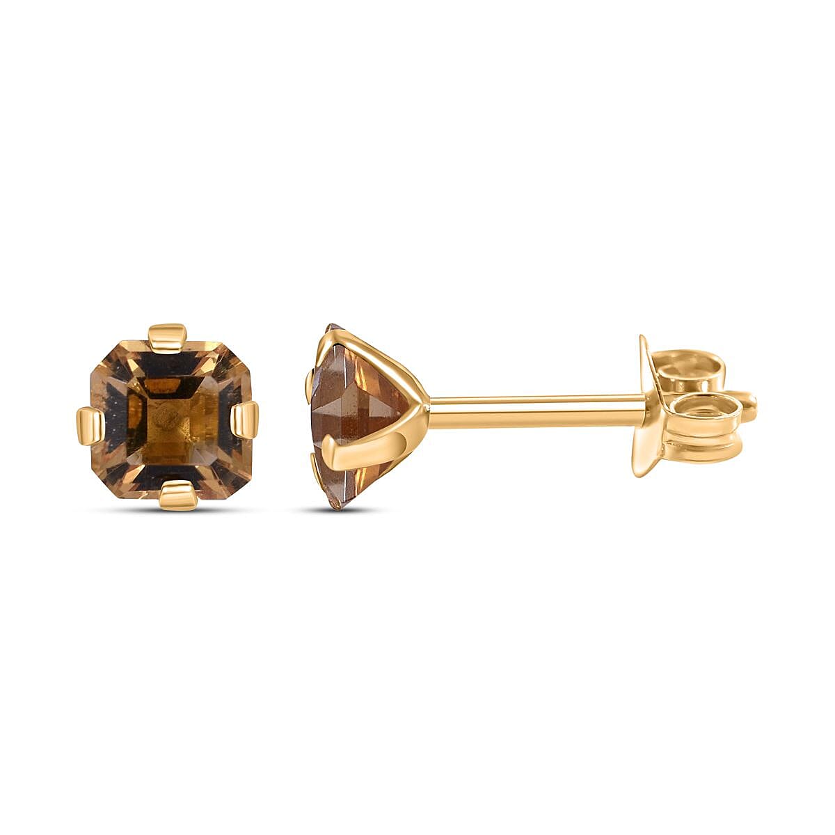 9K Yellow Gold Citrine Solitaire Earrings 1.40 Ct.