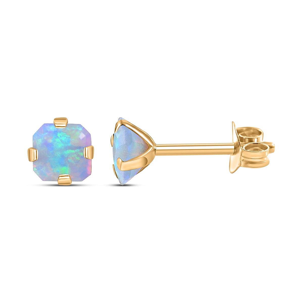 9K Yellow Gold Ethiopian Welo Opal Earrings 1.14 Ct.