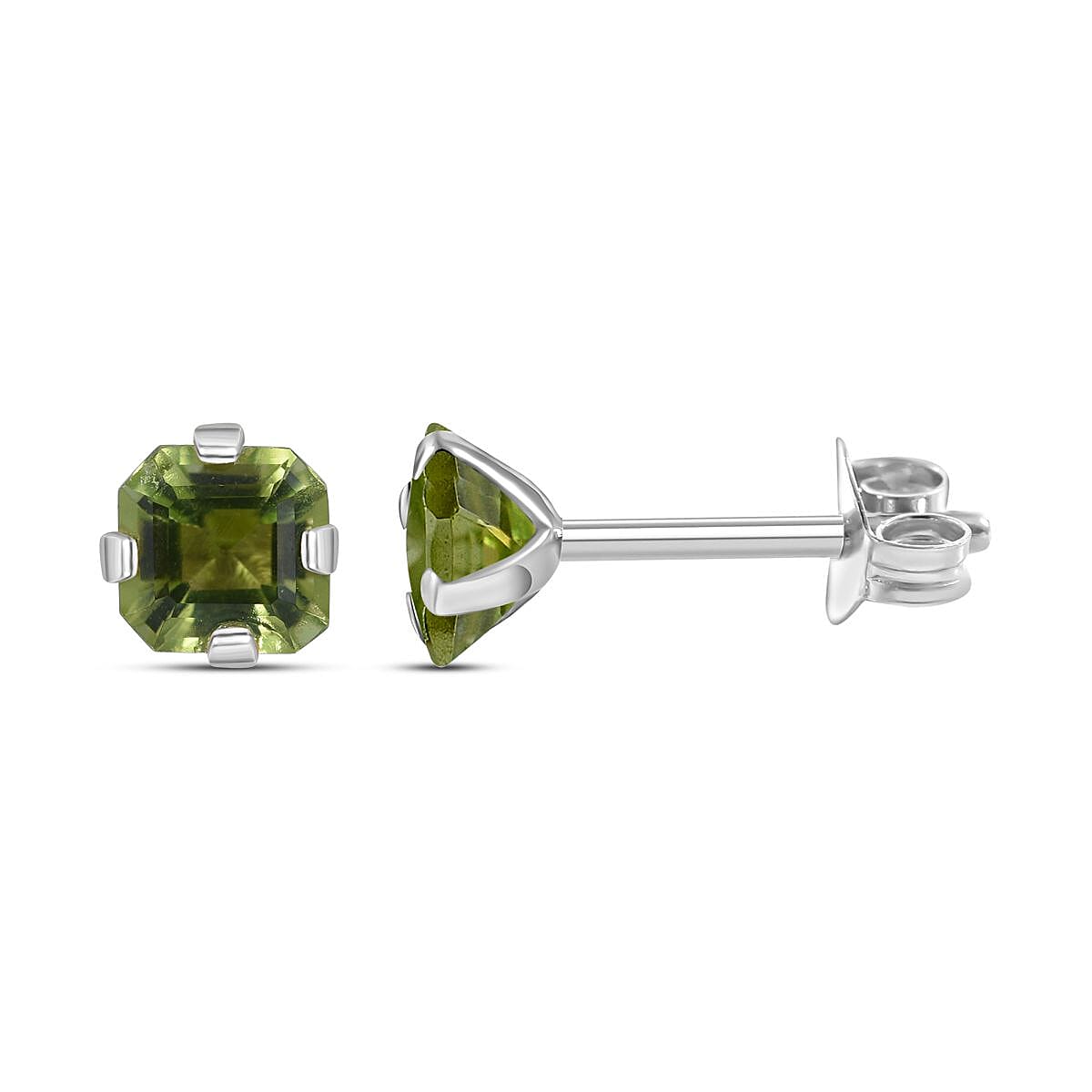 9K White Gold Hebei Peridot Solitaire Earrings