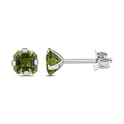 9K White Gold Hebei Peridot Solitaire Earrings