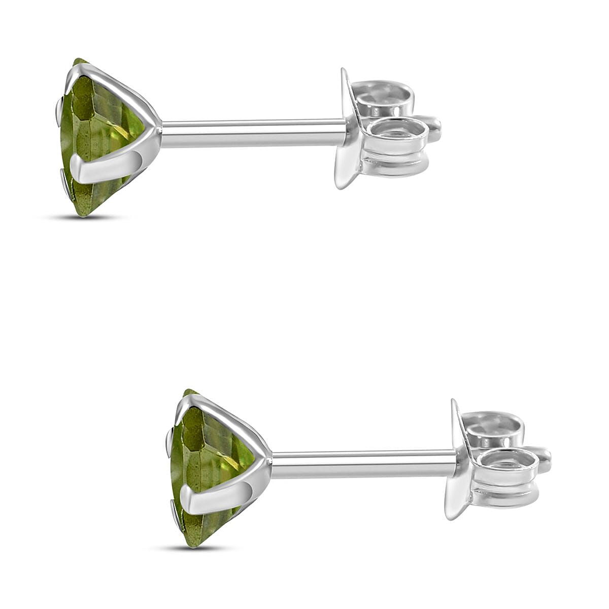 9K White Gold Hebei Peridot Solitaire Earrings