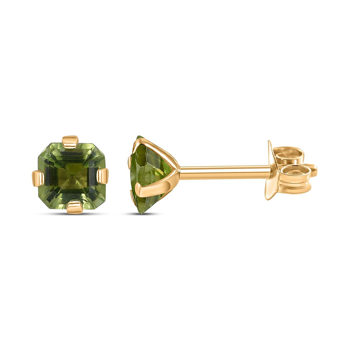 9K Yellow Gold Hebei Peridot Solitaire Earrings