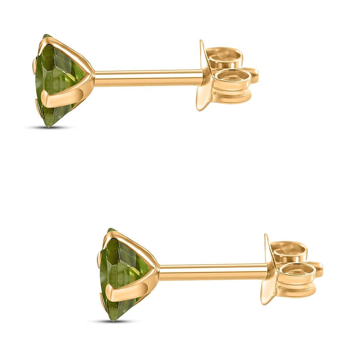 9K Yellow Gold Hebei Peridot Solitaire Earrings