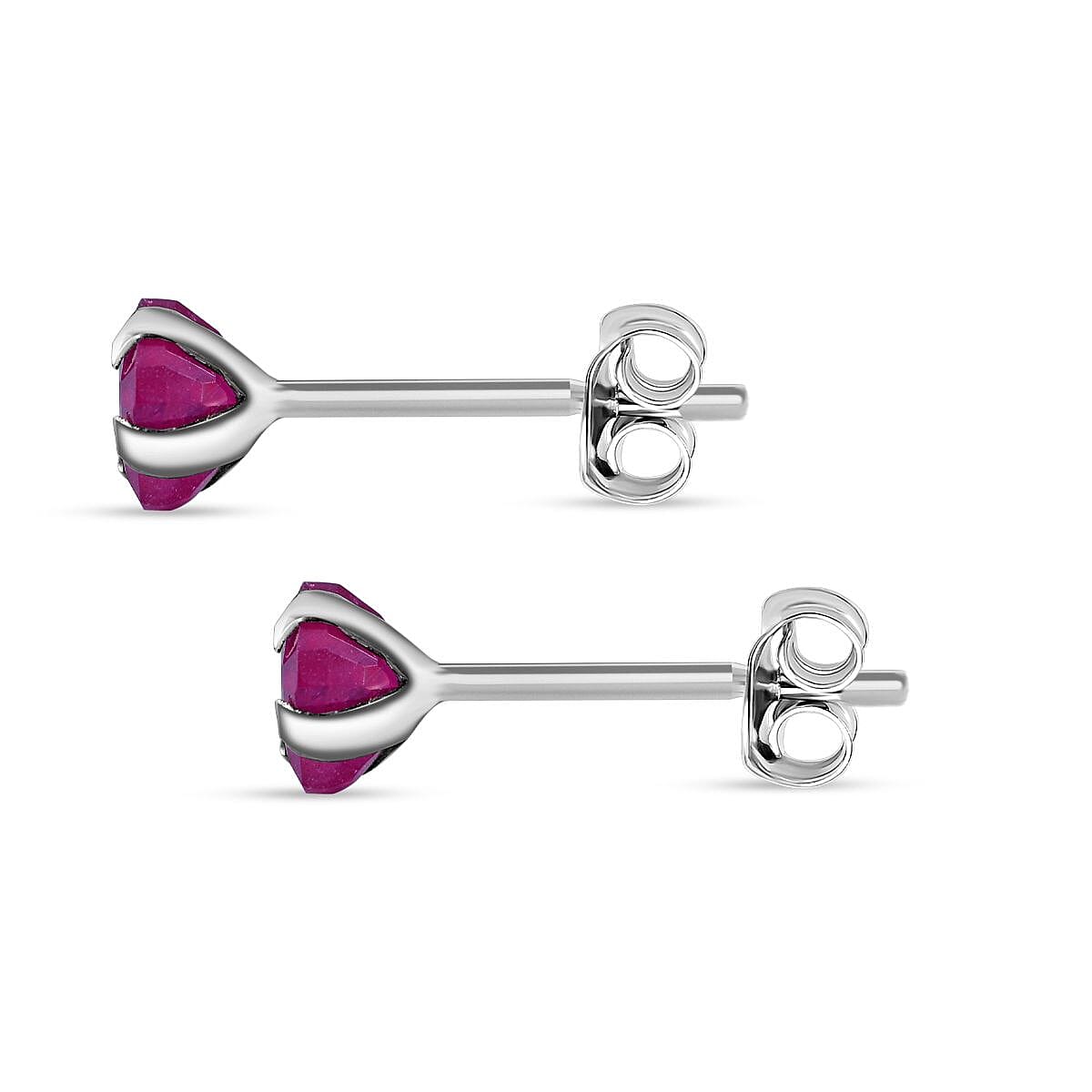 9K White Gold AA African Ruby Earring 1.14 ct, Gold Wt. 0.25 Gms 1.140 Ct.