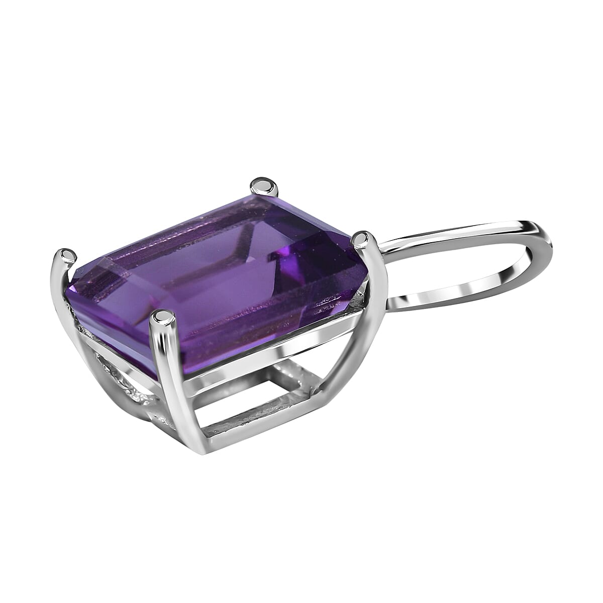  9K White Gold AA Lusaka Amethyst Pendant 1.55 ct, Gold Wt. 0.25 Gms 1.550 Ct.