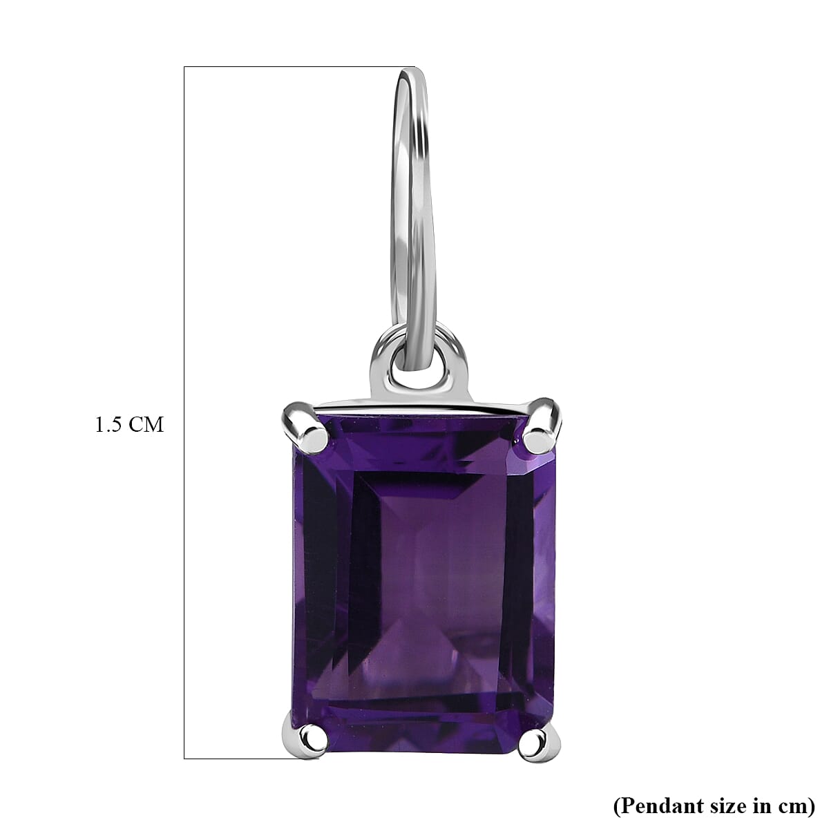  9K White Gold AA Lusaka Amethyst Pendant 1.55 ct, Gold Wt. 0.25 Gms 1.550 Ct.