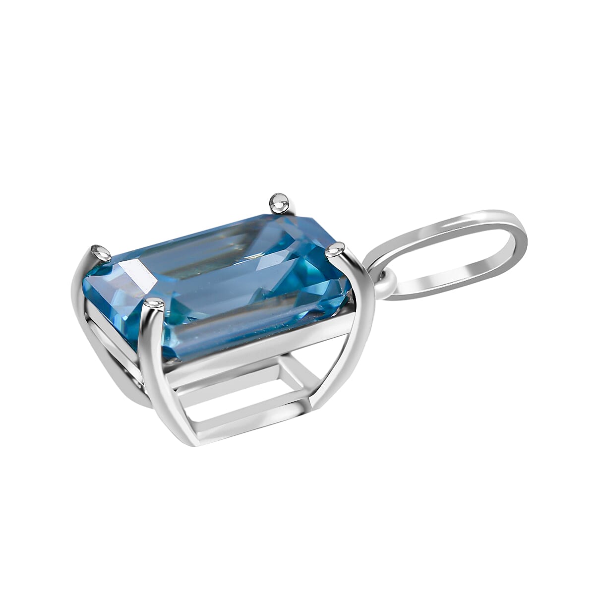 9K White Gold Blue Zircon Solitaire Pendant 2.50 Ct