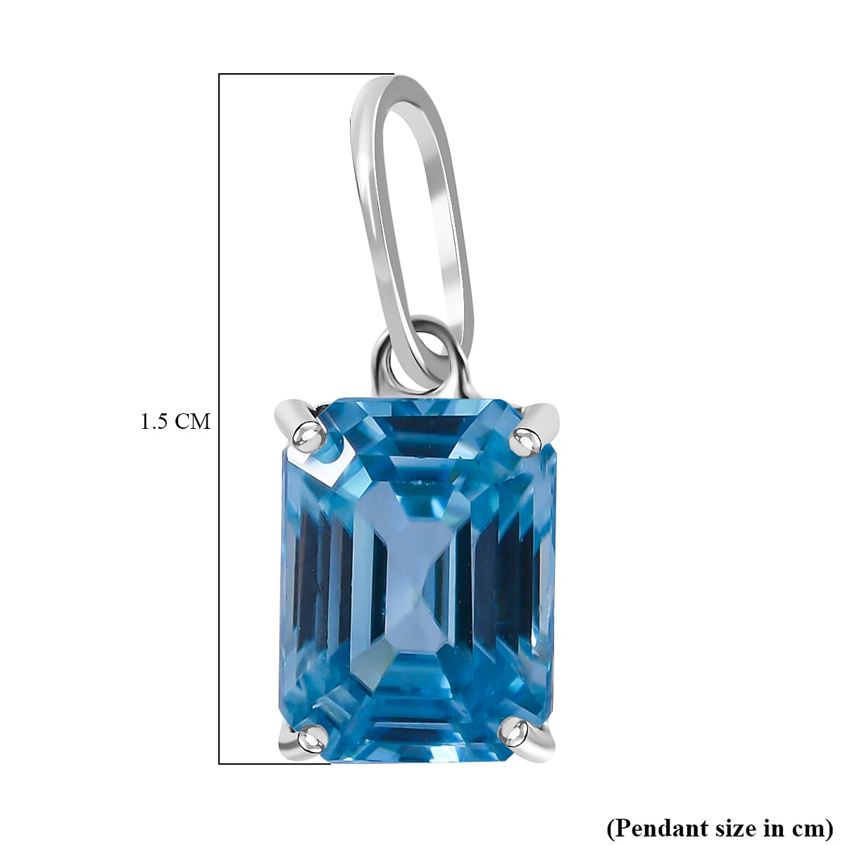 9K White Gold Blue Zircon Solitaire Pendant 2.50 Ct