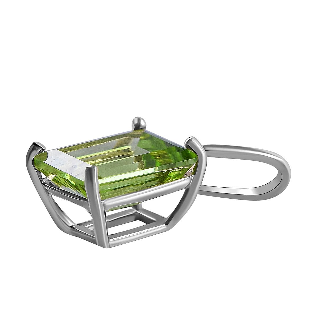 9K White Gold Hebei Peridot Solitaire Pendant 1.66 Ct.