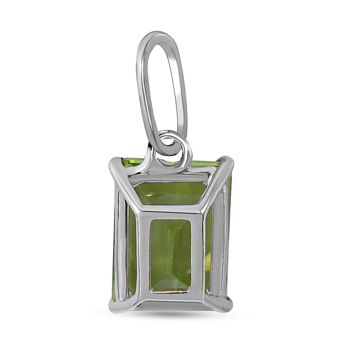 9K White Gold Hebei Peridot Solitaire Pendant 1.66 Ct.