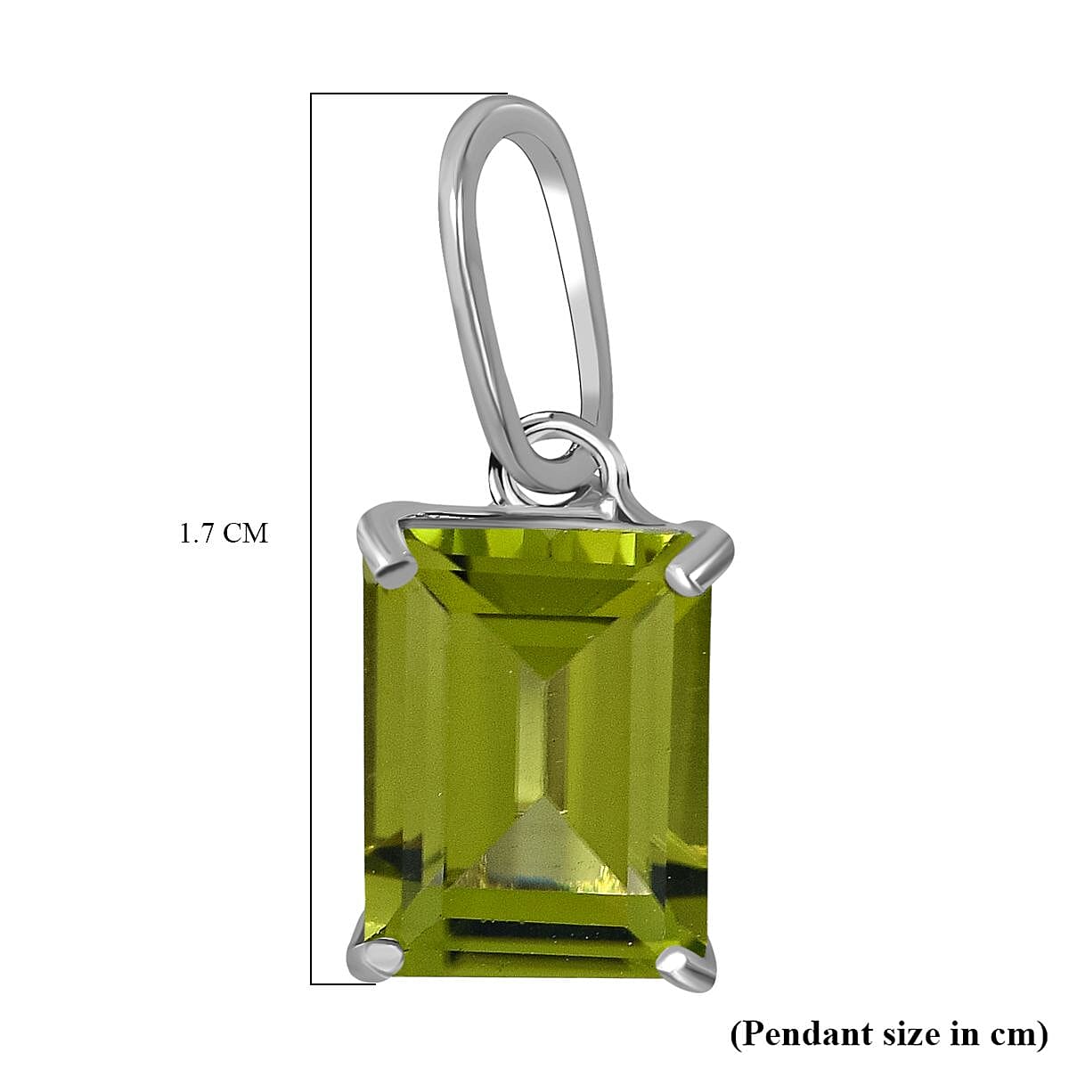 9K White Gold Hebei Peridot Solitaire Pendant 1.66 Ct.