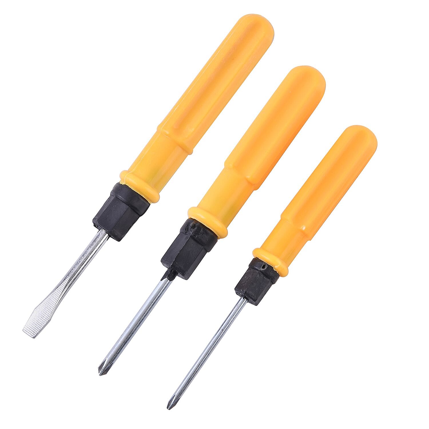 7 Multifunction Tools Set - Tape, Hammer, flash light 1xAA Battery (Not Inc.) & 3 Different Size Screwdrivers) - Black