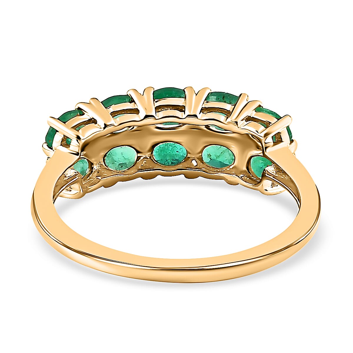9K Yellow Gold AAA Gemfields Emerald and Natural Zircon Ring 1.60 Ct 9K Yellow Gold AAA Gemfields Emerald and Natural Zircon Ring 1.60 Ct