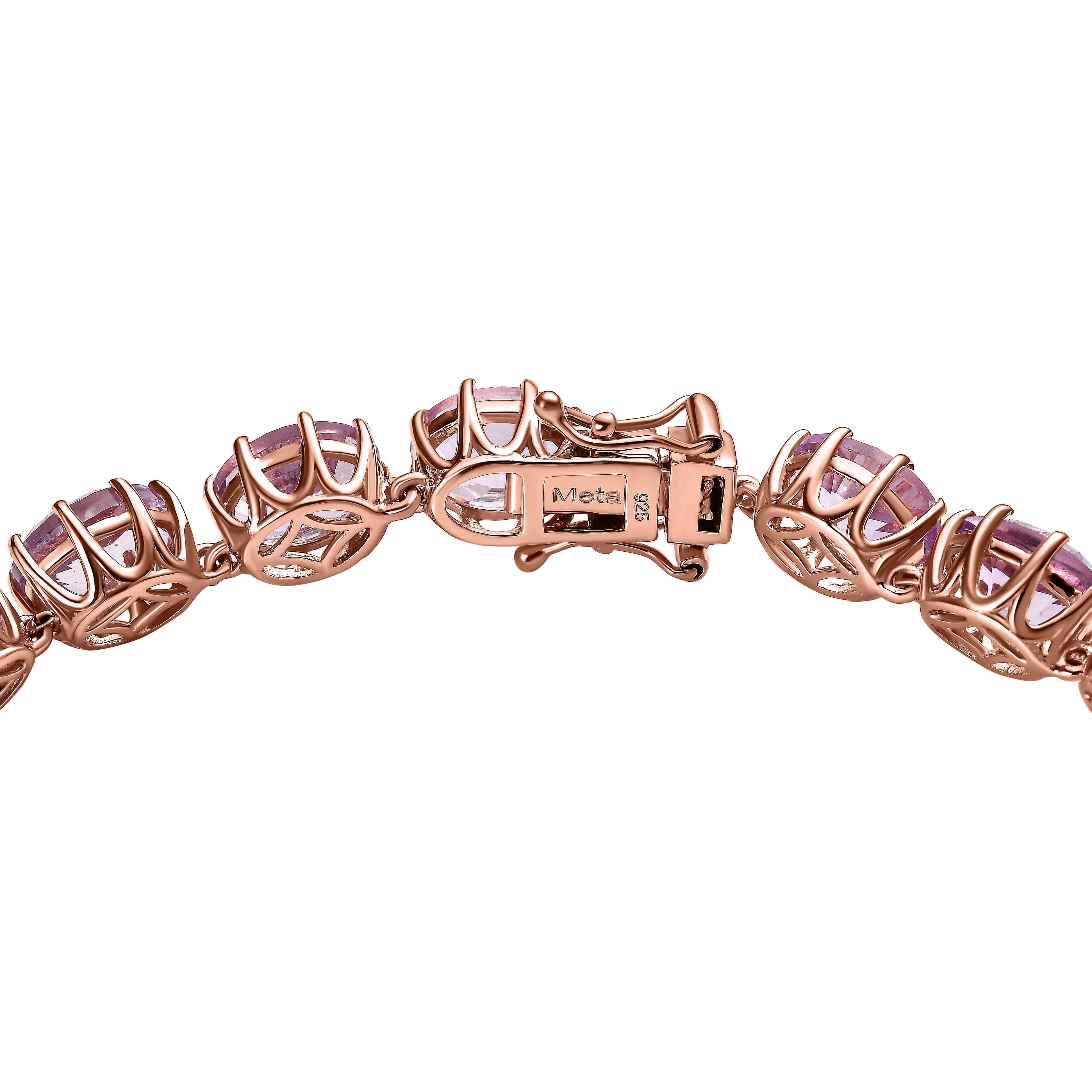 Ultimate Rose De France Amethyst Bracelet (Size - 7) in 18K Rose Gold Vermeil Plated Sterling Silver 28.98 Ct, Silver Wt 11.76 Gms