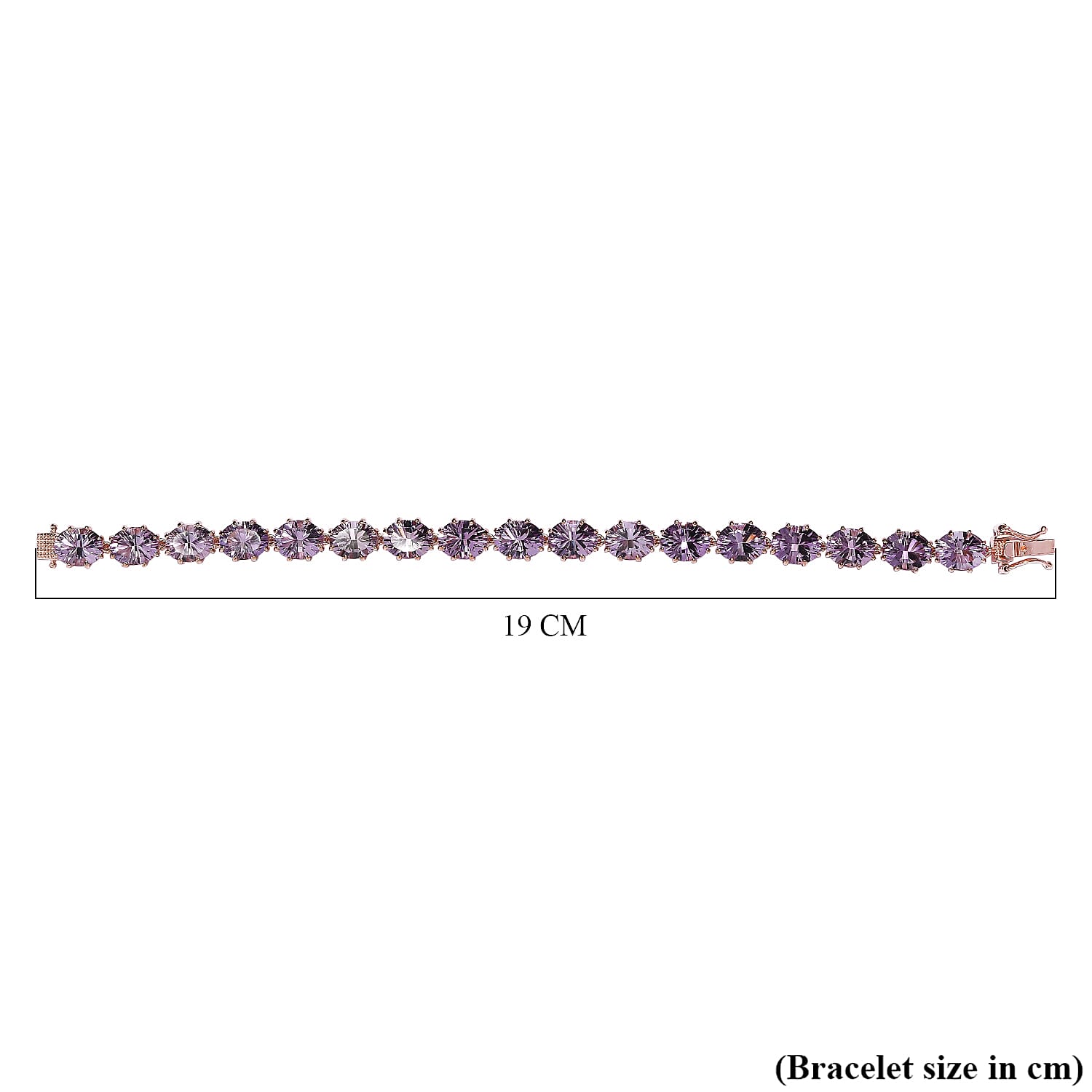 Ultimate Rose De France Amethyst Bracelet (Size - 7) in 18K Rose Gold Vermeil Plated Sterling Silver 28.98 Ct, Silver Wt 11.76 Gms