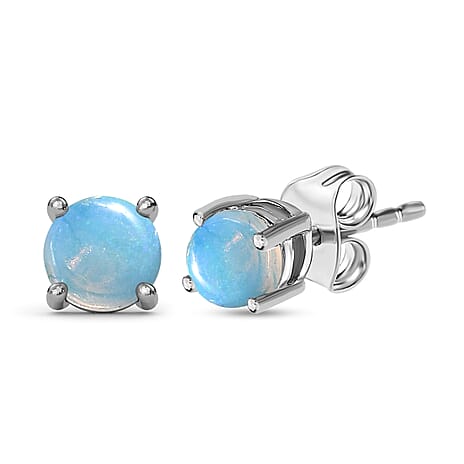Mega Deal - Ethiopian Welo Opal Solitaire Earrings with Push Back in Platinum Overlay Sterling Silver