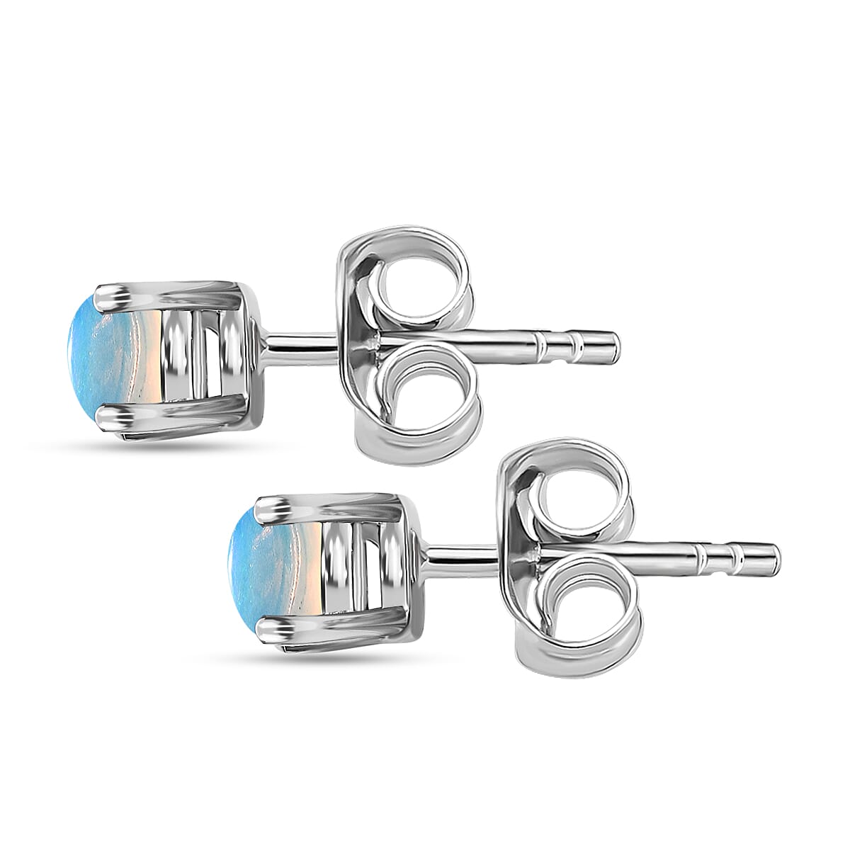 Mega Deal - Ethiopian Welo Opal Solitaire Earrings with Push Back in Platinum Overlay Sterling Silver