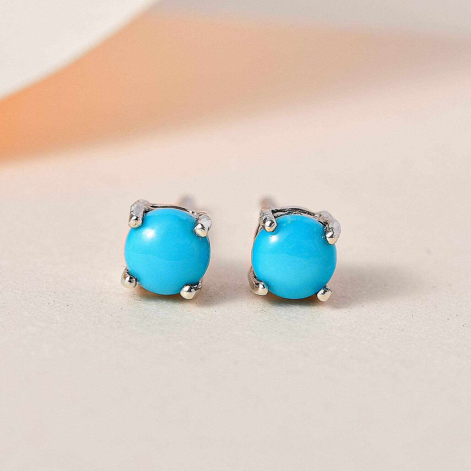 Mega Deal - Arizona Sleeping Beauty Turquoise Earrings With Push Back in Platinum Overlay Sterling Silver 0.57 Ct.