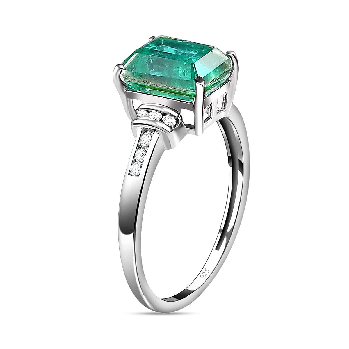 Peacock Triplet Quartz & Natural Zircon Ring in Platinum Overlay Sterling Silver 2.32 Ct.