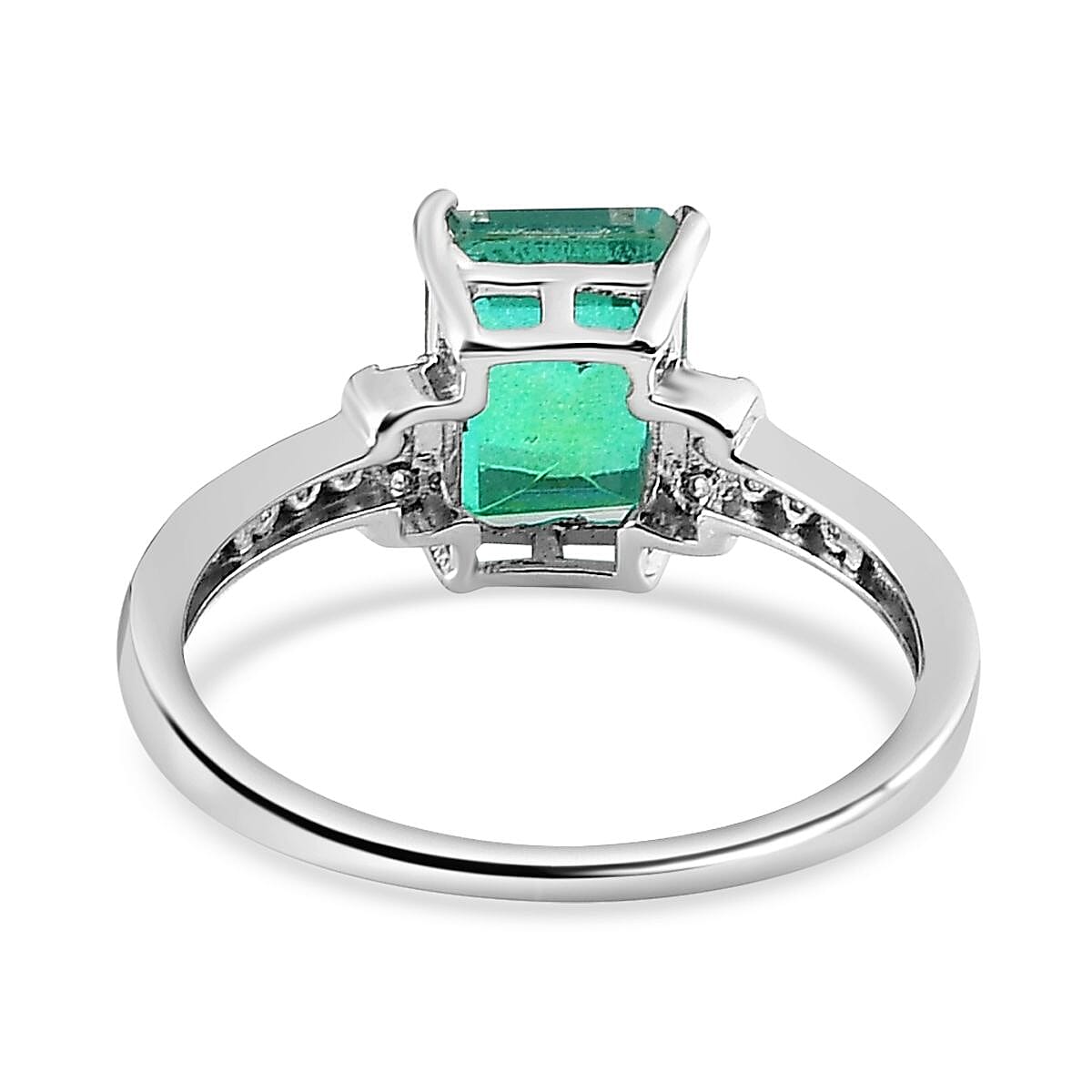 Peacock Triplet Quartz & Natural Zircon Ring in Platinum Overlay Sterling Silver 2.32 Ct.