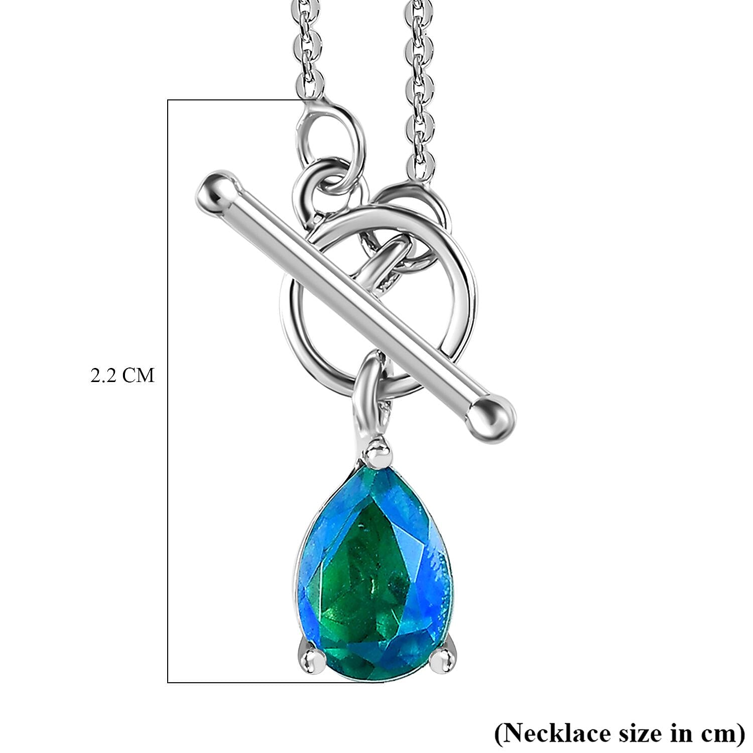 Peacock Triplet Quartz Solitaire Necklace (Size - 20) With Tongle in Platinum Overlay Sterling Silver