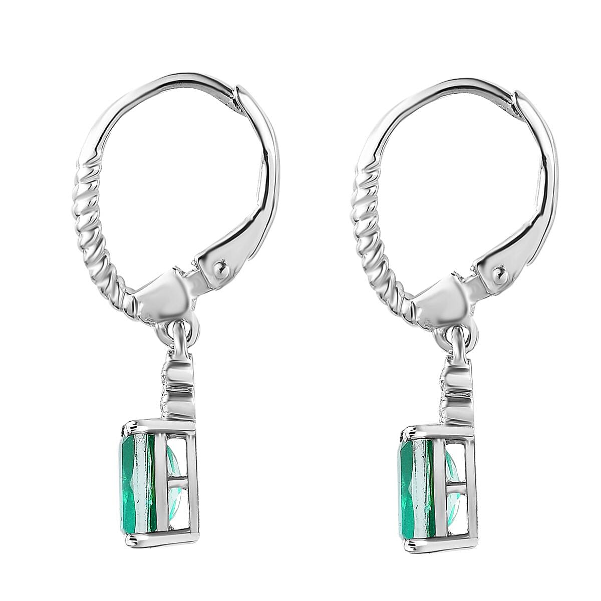 Peacock Triplet Quartz and Natural Zircon Earrings with Lever Back in Platinum Overlay Sterling Silver 2.05 Ct.