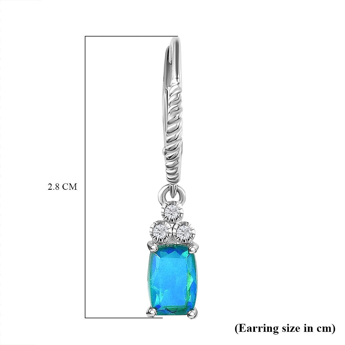 Peacock Triplet Quartz and Natural Zircon Earrings with Lever Back in Platinum Overlay Sterling Silver 2.05 Ct.