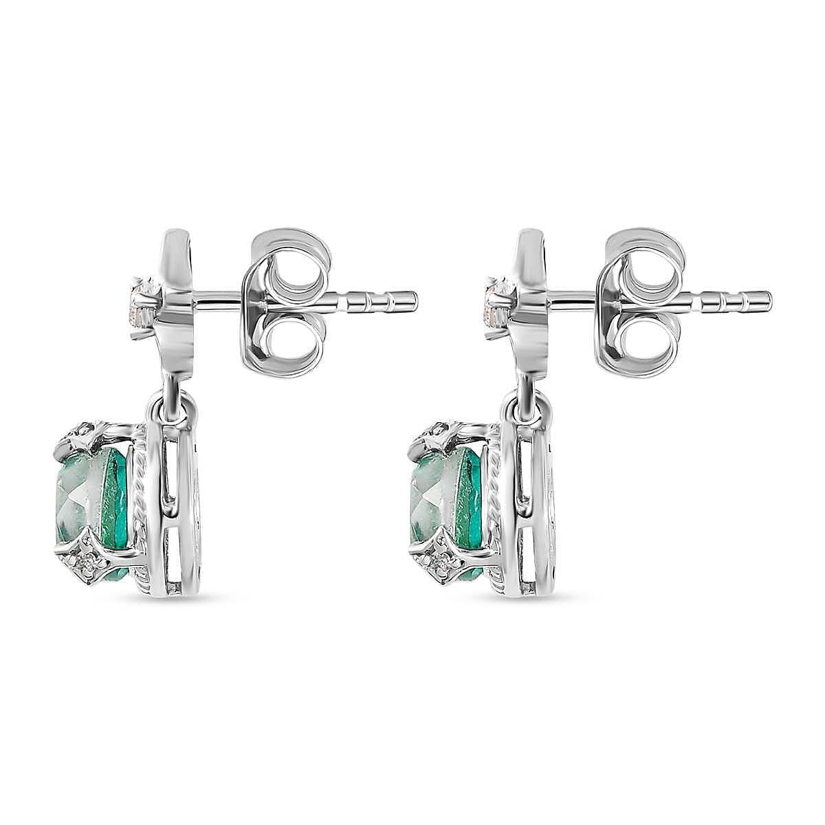 Peacock Triplet Quartz and Natural Zircon Earrings in Platinum Overlay Sterling Silver 2.36 Ct.