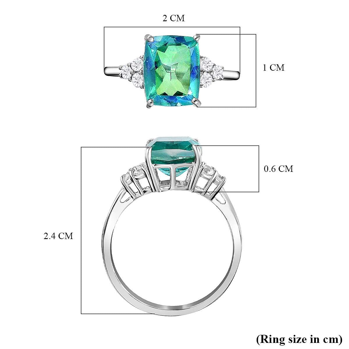 Peacock Quartz & Natural Zircon Ring in Platinum Overlay Sterling Silver 3.50 Ct.