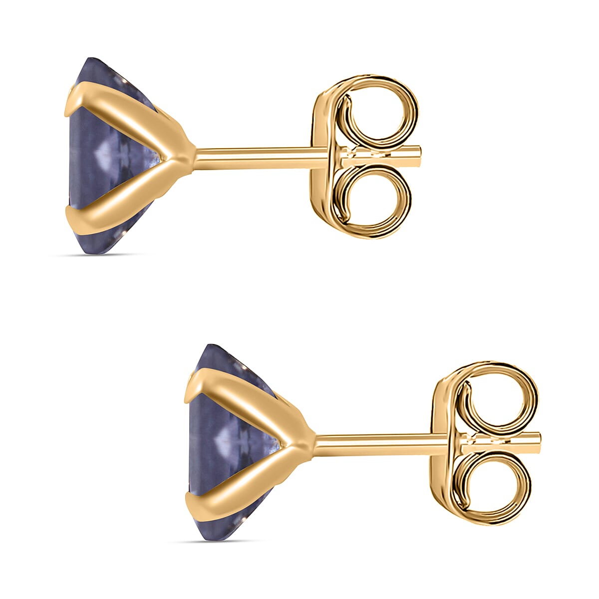 9K Yellow Gold Green Tanzanite Solitaire Stud Earrings