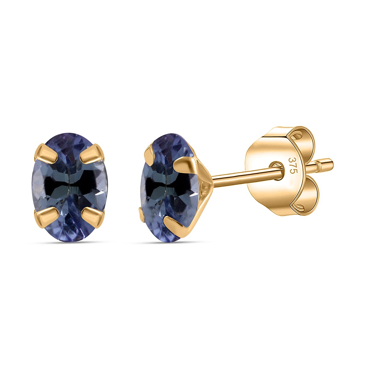 9K Yellow Gold  AA   Peacock Tanzanite  Earring 0.90 ct,  Gold Wt. 0.25 Gms  0.900  Ct.