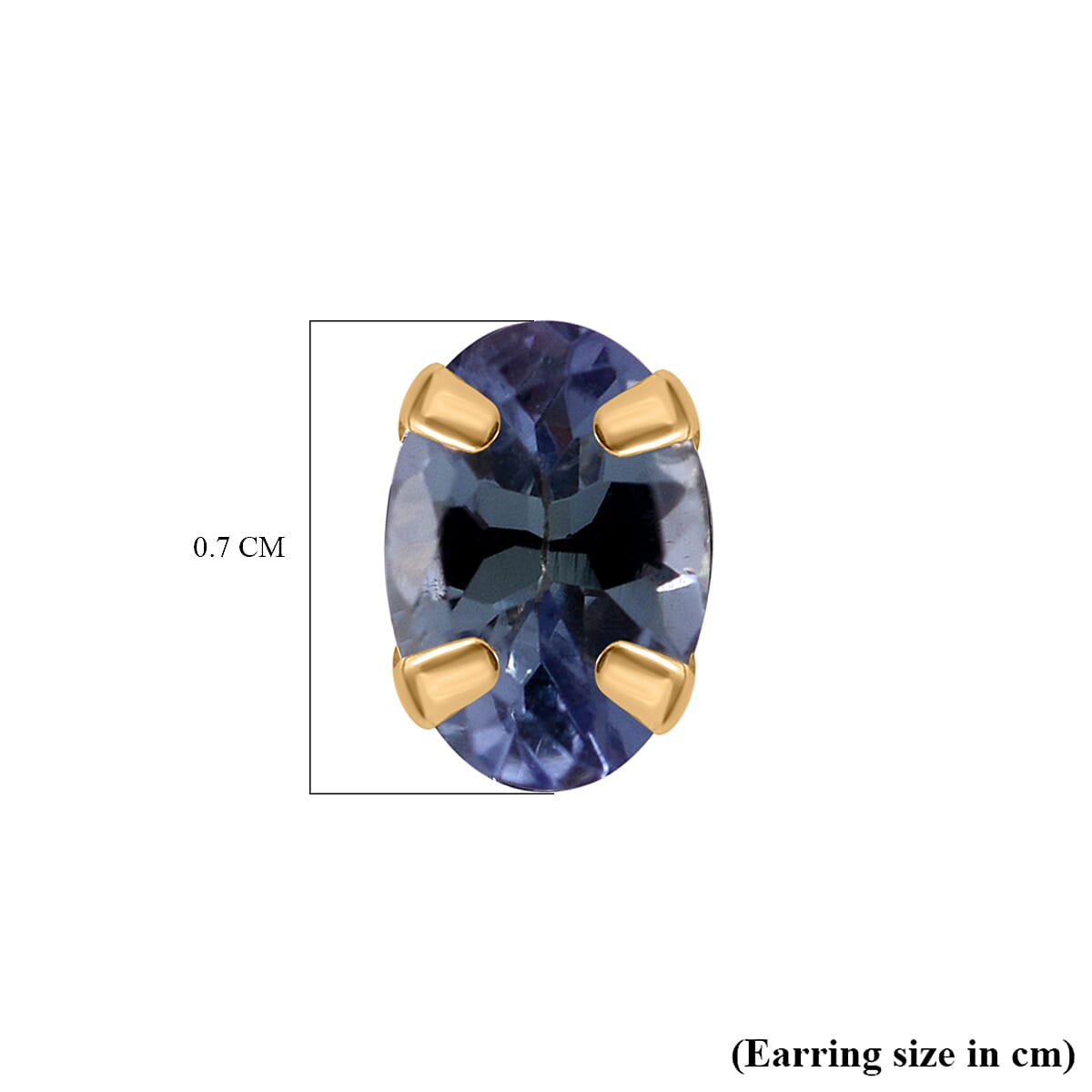 9K Yellow Gold  AA   Peacock Tanzanite  Earring 0.90 ct,  Gold Wt. 0.25 Gms  0.900  Ct.