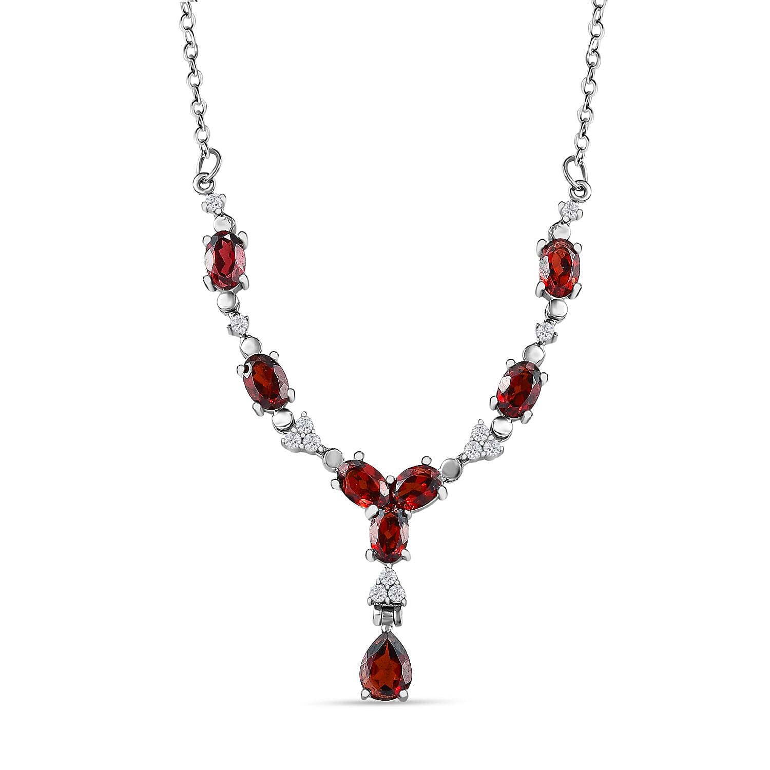 Mozambique Red Garnet and Natural Zircon Necklace (Size-20) with Magnetic Clasp 5.65 Ct
