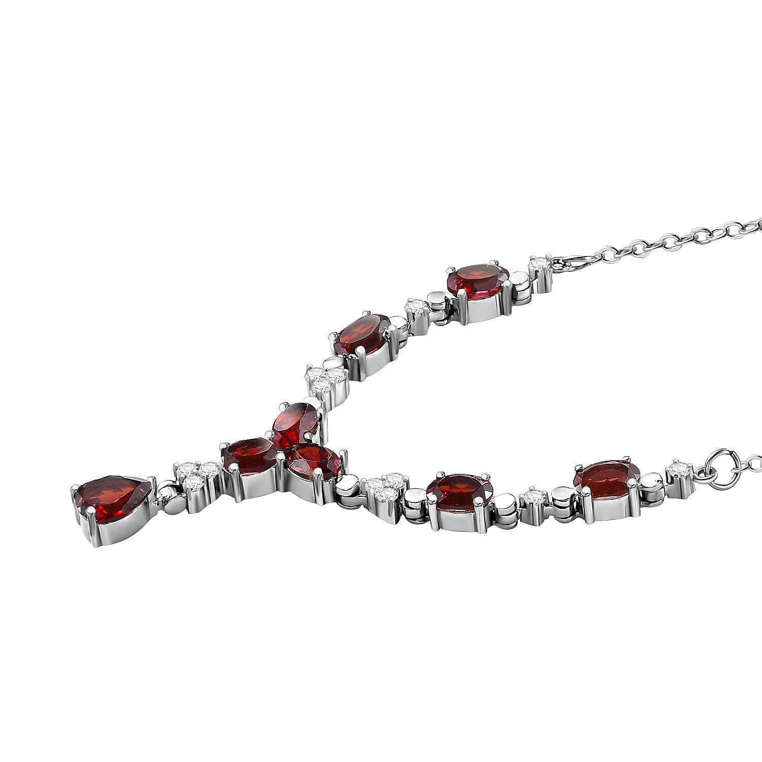 Mozambique Red Garnet and Natural Zircon Necklace (Size-20) with Magnetic Clasp 5.65 Ct