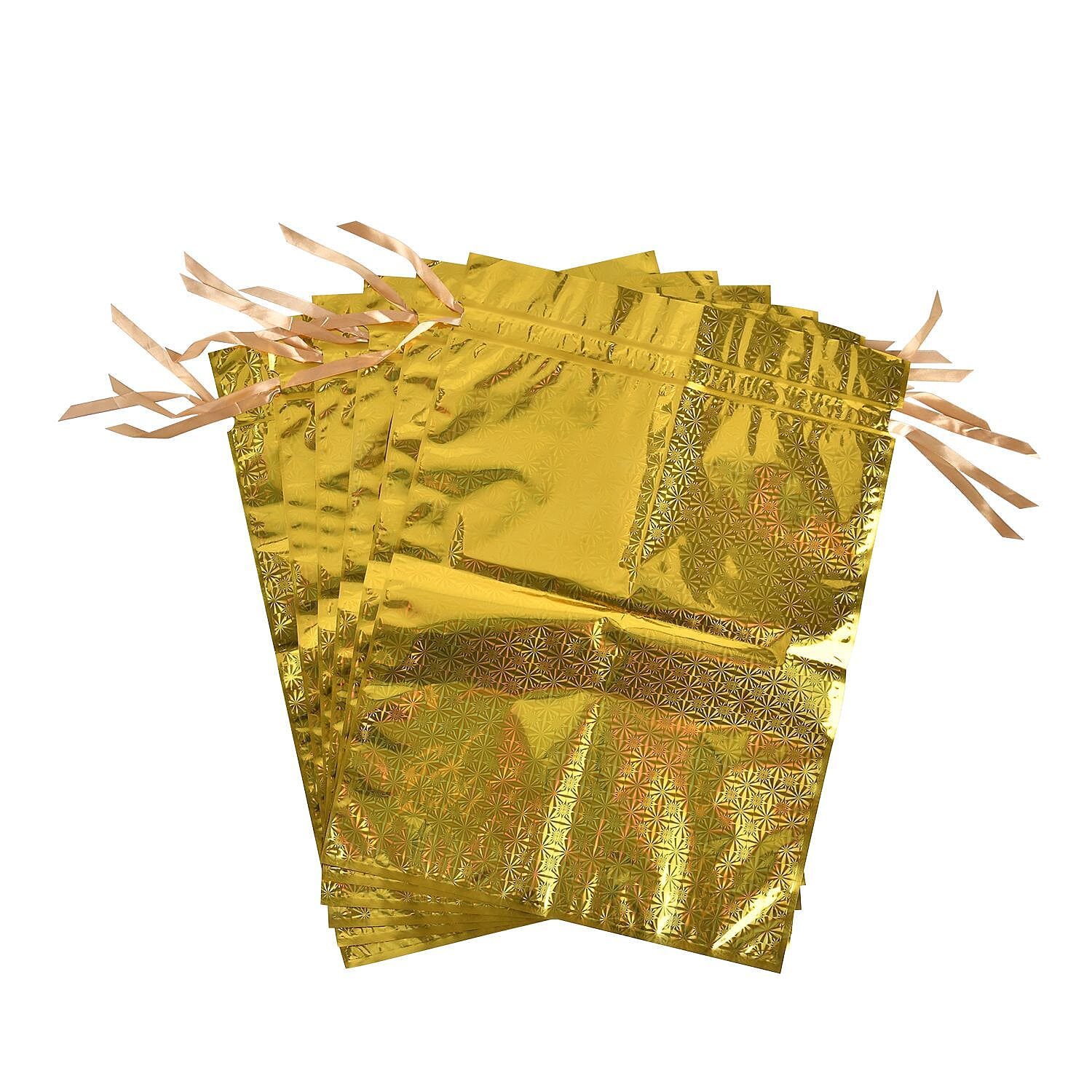 SET OF 30 - Christmas Foil Gift Bags Wrapped With Chiffon Draw String - Multi