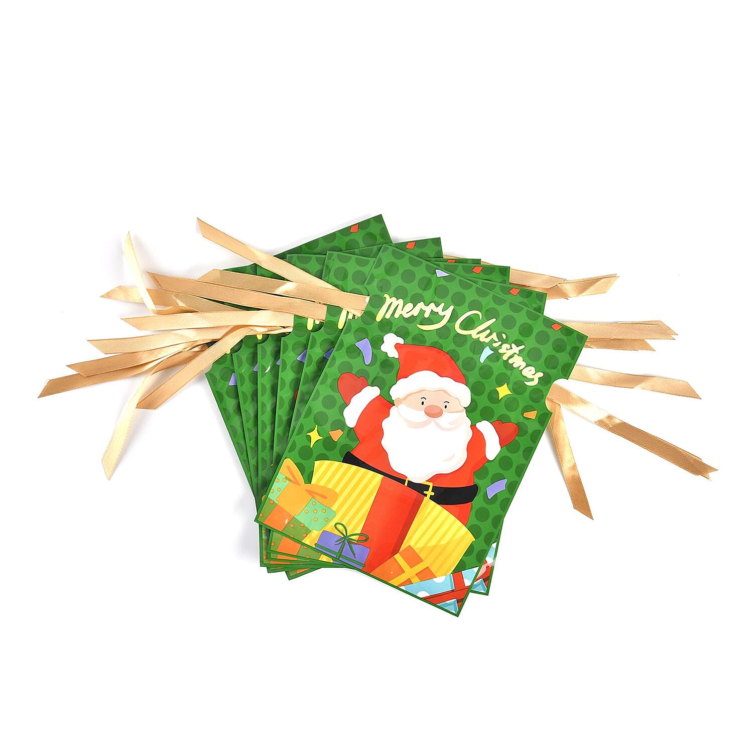 SET OF 30 - Christmas Foil Gift Bags Wrapped With Chiffon Draw String - Multi