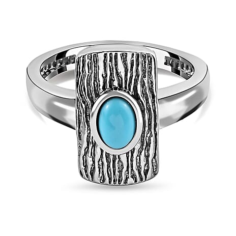 Arizona Sleeping Beauty Turquoise Solitaire Ring in Stainless Steel